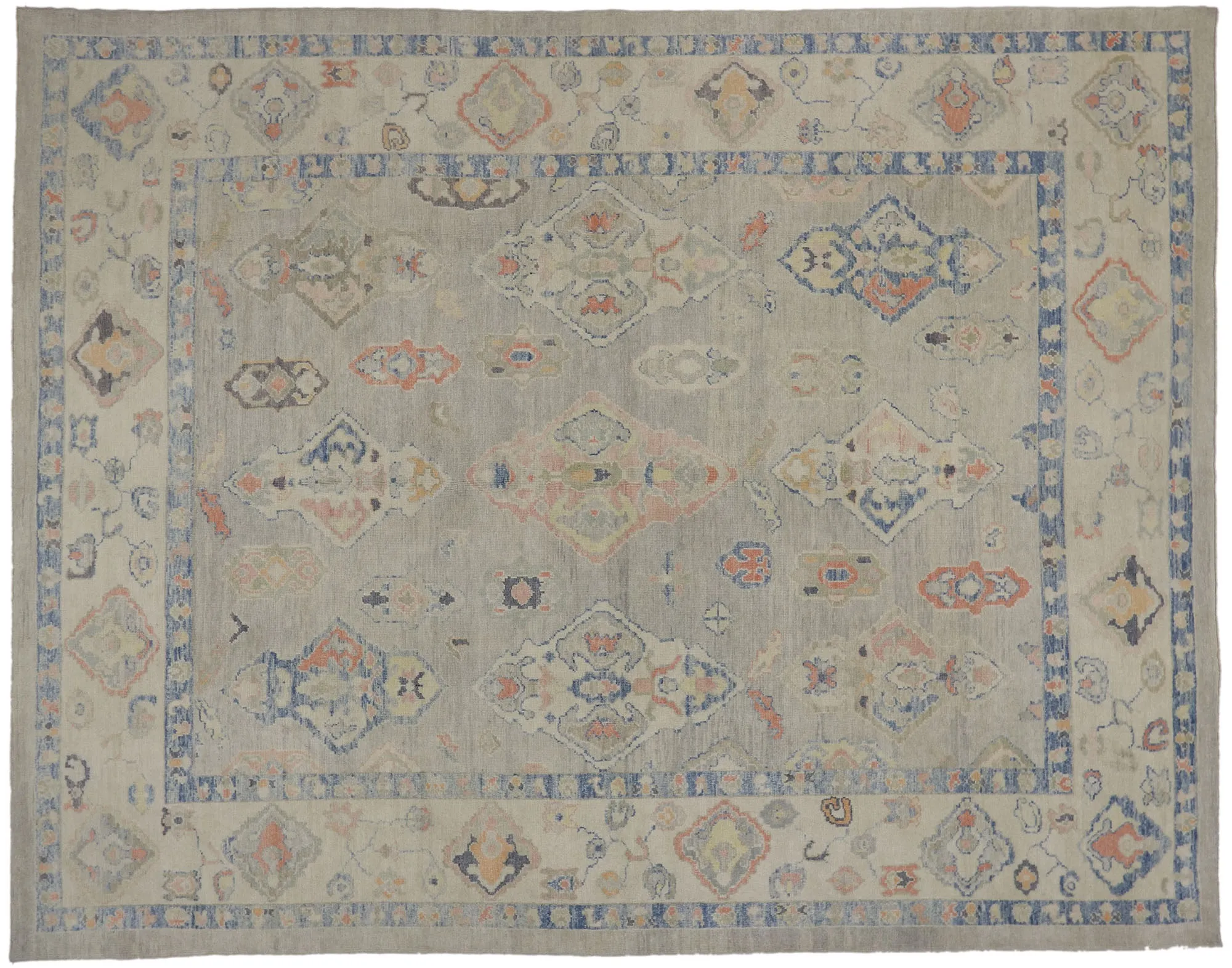 Gray Turkish Oushak Rug - 11'09 x 15'00 - Esmaili Rugs & Antiques - Blue - Blue