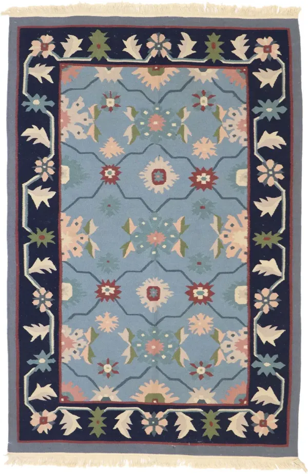 Vintage Romanian Kilim Rug - 3'11 x 5'10 - Esmaili Rugs & Antiques - Blue - Blue