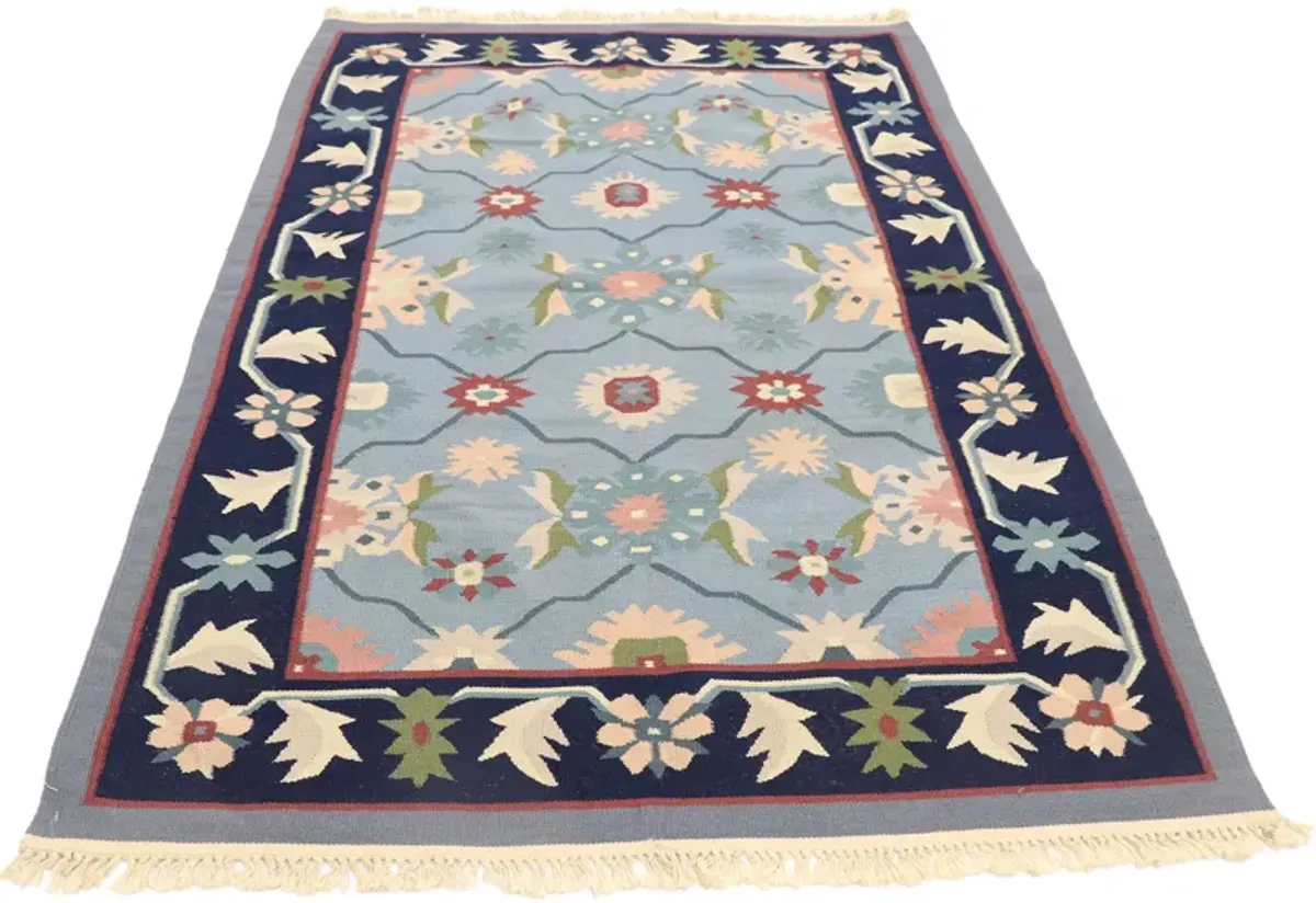 Vintage Romanian Kilim Rug - 3'11 x 5'11 - Esmaili Rugs & Antiques - Blue - Blue