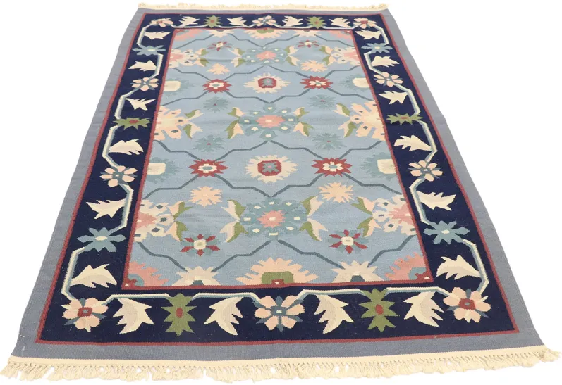 Vintage Romanian Kilim Rug - 3'11 x 5'11 - Esmaili Rugs & Antiques - Blue - Blue