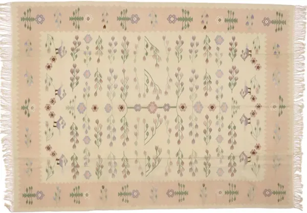 Vintage Romanian Kilim Rug - 8'8 x 11'10 - Esmaili Rugs & Antiques - Beige - Beige