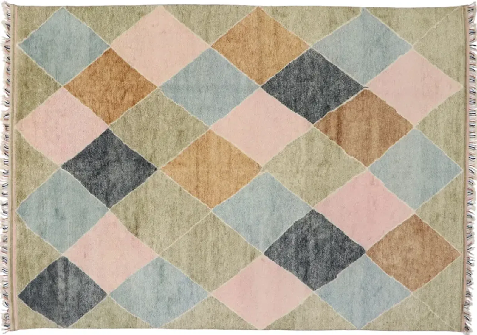 Moroccan Style Argyle Rug - 9'00 x 12'09 - Esmaili Rugs & Antiques - Pink - Pink