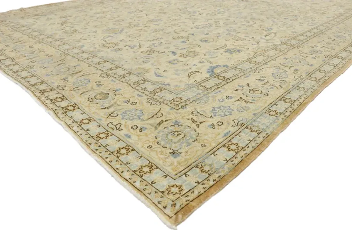 Antique Persian Kashan Rug - 8'7 x 12'8 - Esmaili Rugs & Antiques - Beige - Beige