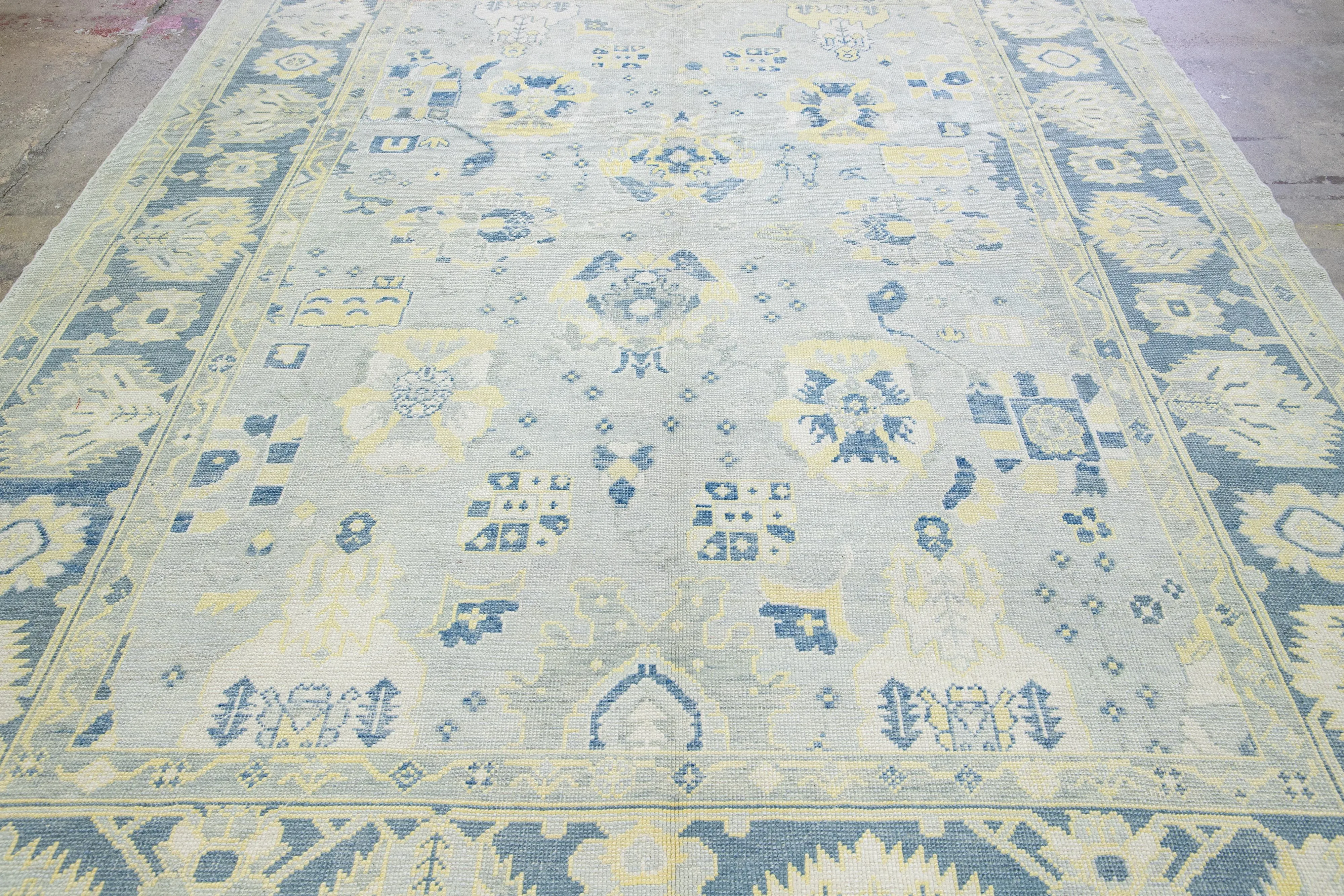 Gray Modern Turkish Floral Wool Rug - Apadana - Gray