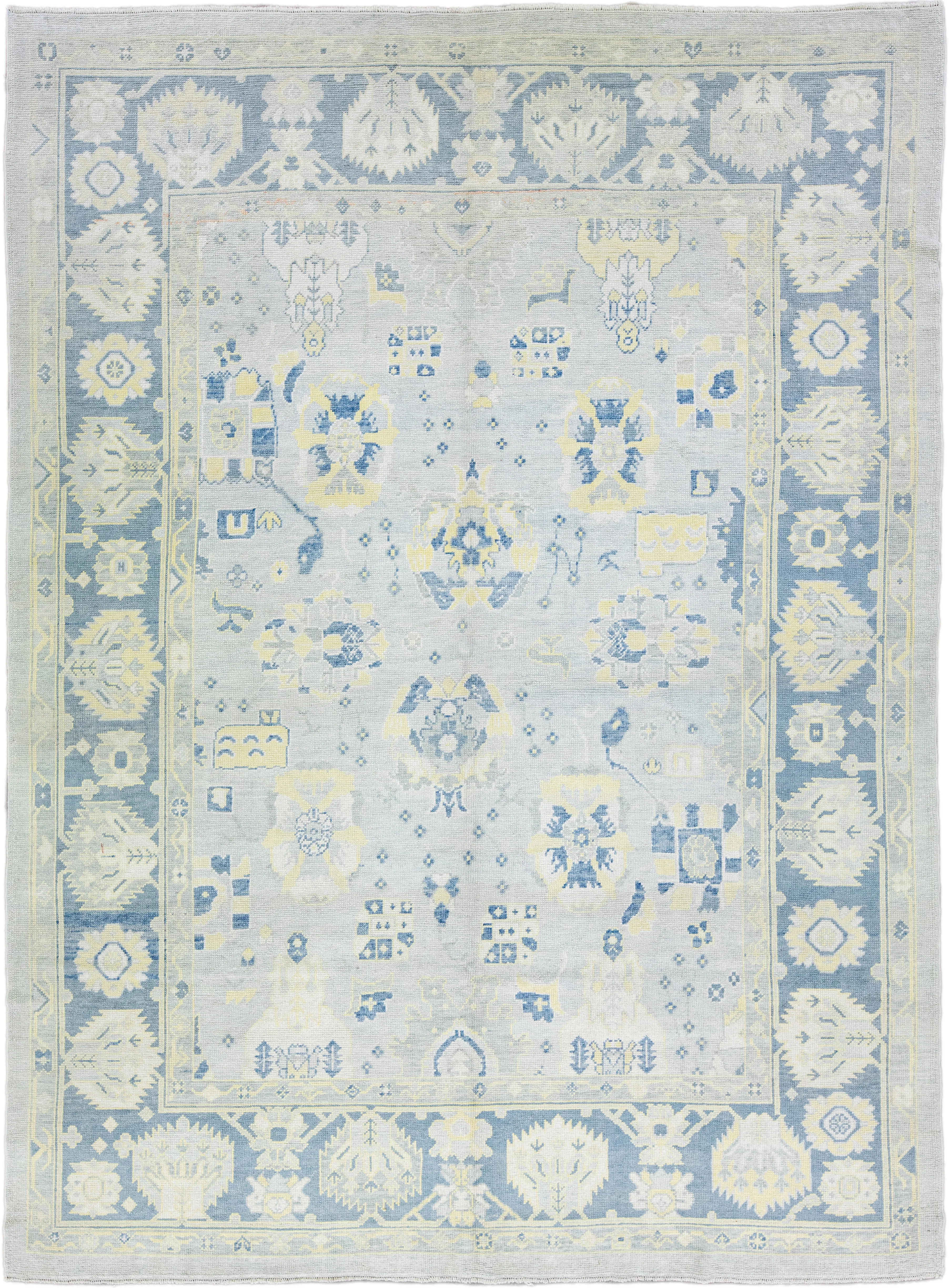 Gray Modern Turkish Floral Wool Rug - Apadana - Gray