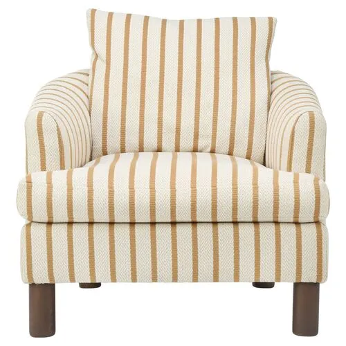 Brooklyn Accent Chair - Honey Stripe - Kim Salmela - Yellow - Curved Back, Comfortable, Durable, Cushioned