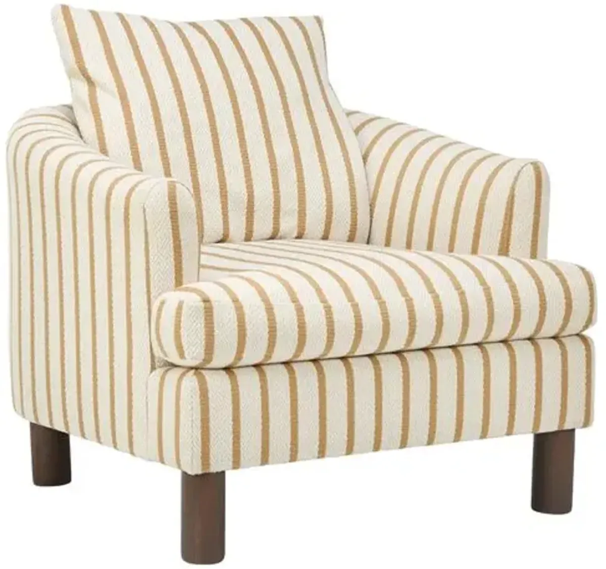 Brooklyn Accent Chair - Honey Stripe - Kim Salmela - Yellow - Curved Back, Comfortable, Durable, Cushioned