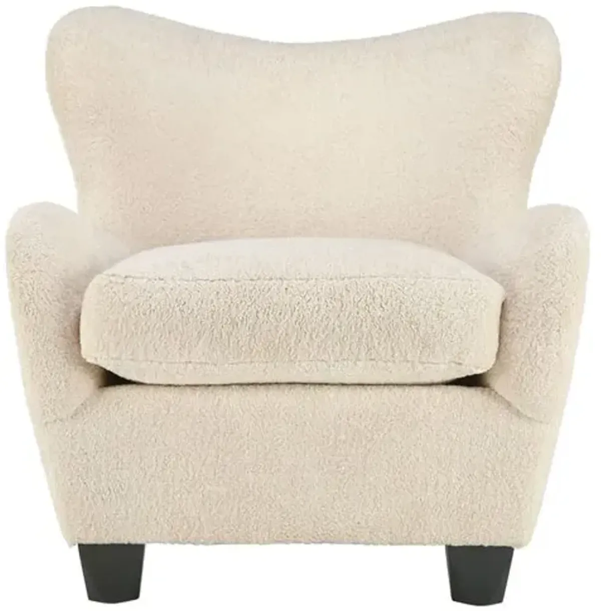 Zola Curved Wingback Chair - Tan Shearling - Kim Salmela - Beige - Comfortable, Stylish