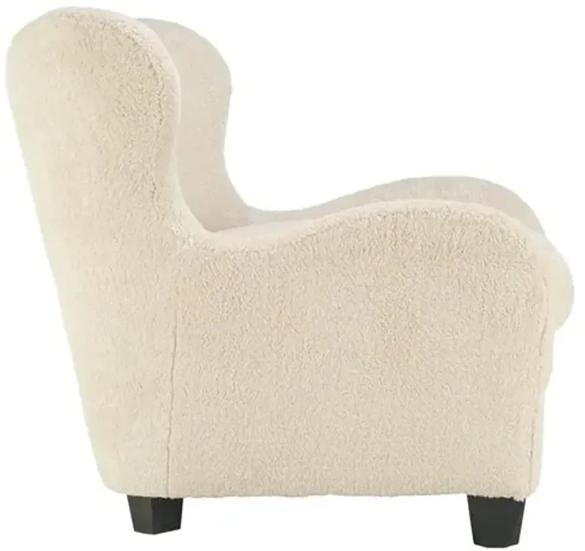 Zola Curved Wingback Chair - Tan Shearling - Kim Salmela - Beige - Comfortable, Stylish