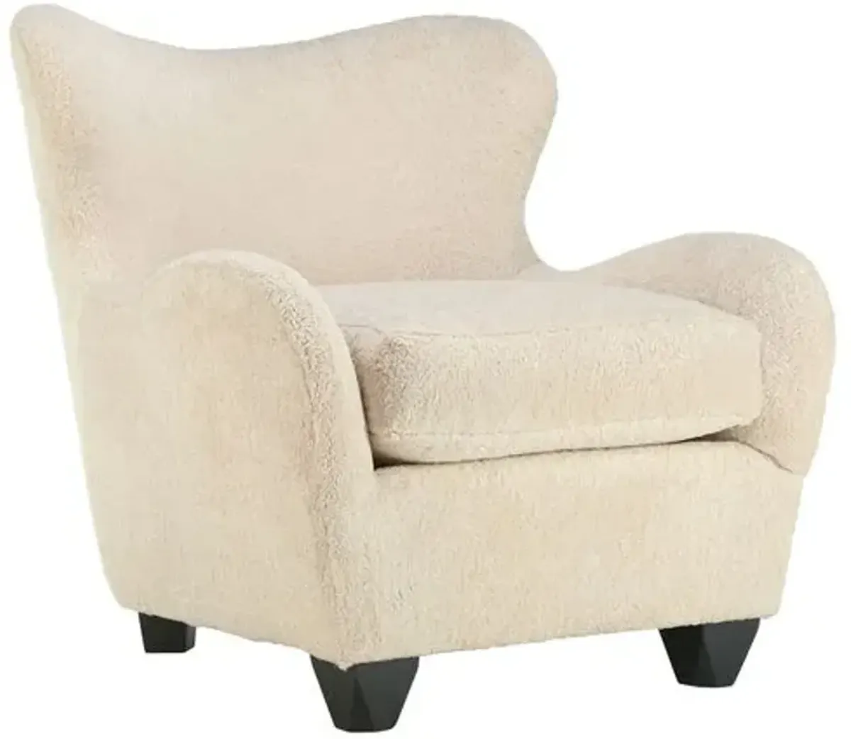 Zola Curved Wingback Chair - Tan Shearling - Kim Salmela - Beige - Comfortable, Stylish