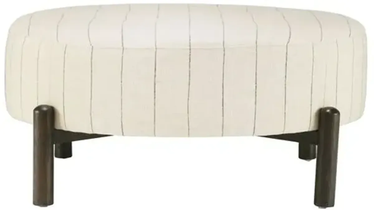 Nelson Round Performance Ottoman - Beige Stripe - Kim Salmela
