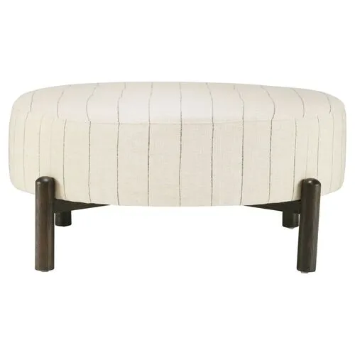 Nelson Round Performance Ottoman - Beige Stripe - Kim Salmela