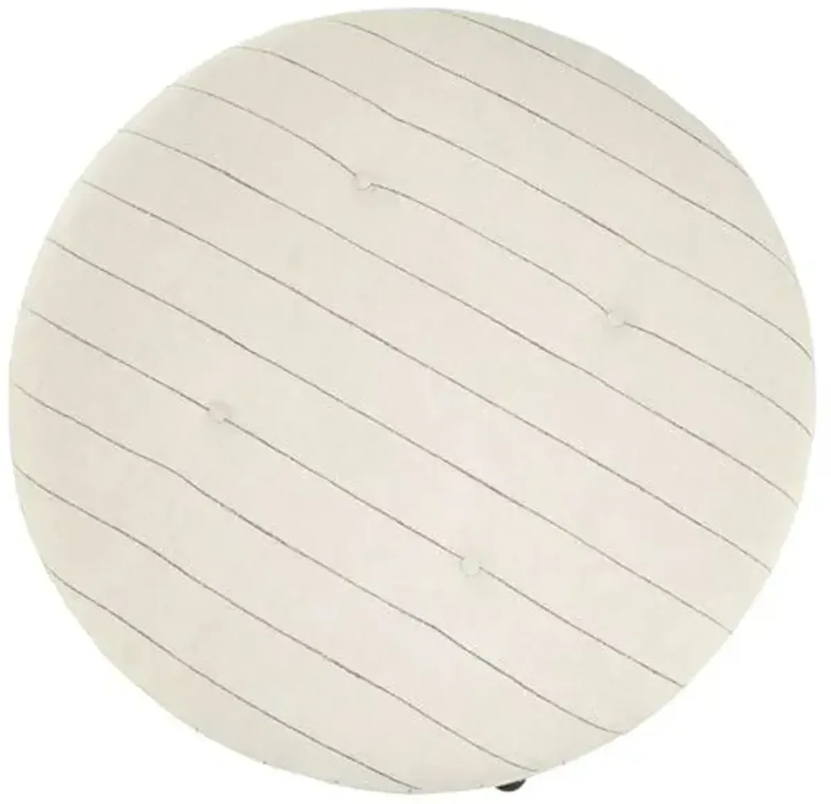 Nelson Round Performance Ottoman - Beige Stripe - Kim Salmela