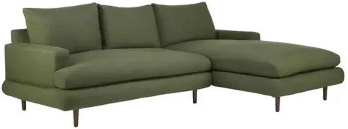 Somerset Performance Right Facing Sectional - Olive Green - Kim Salmela