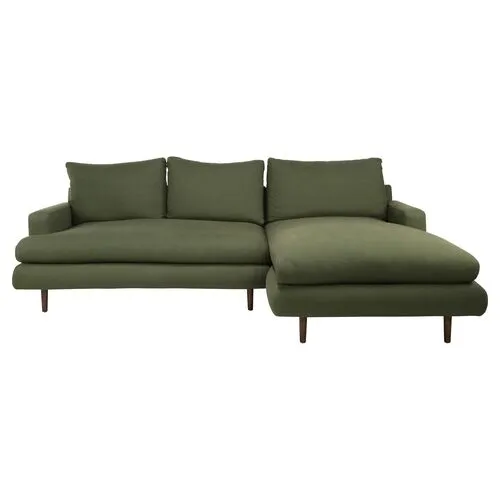 Somerset Performance Right Facing Sectional - Olive Green - Kim Salmela