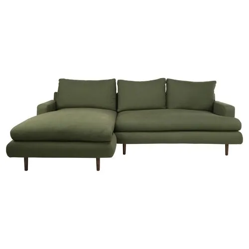 Somerset Performance Left Facing Sectional - Olive Green - Kim Salmela