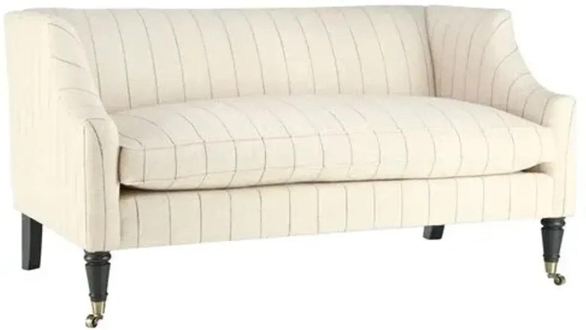 Gage Swoop-Arm Settee - Beige Stripe Performance - Kim Salmela