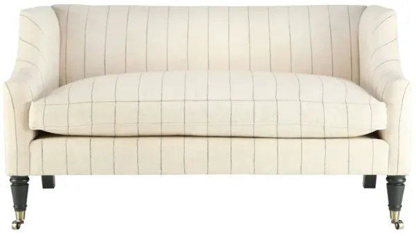 Gage Swoop-Arm Settee, Beige Stripe Performance