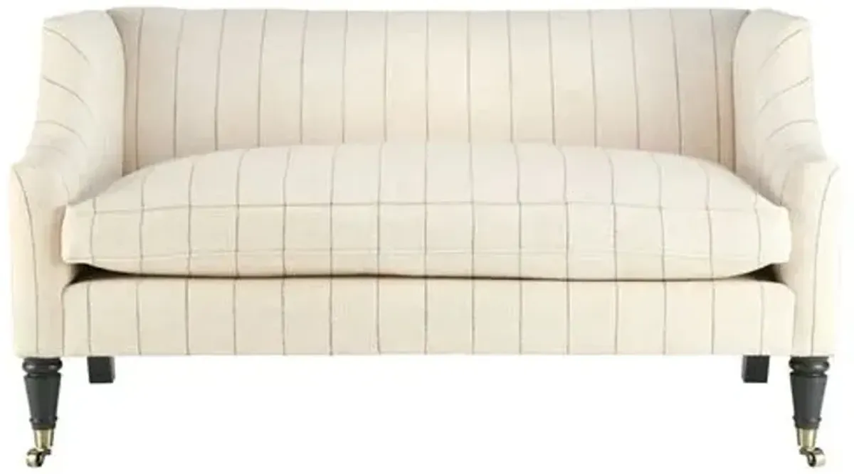 Gage Swoop-Arm Settee - Beige Stripe Performance - Kim Salmela