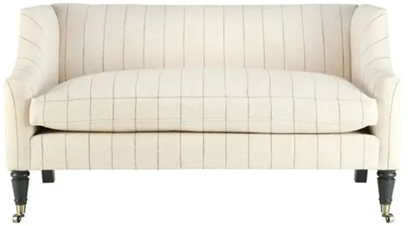 Gage Swoop-Arm Settee - Beige Stripe Performance - Kim Salmela