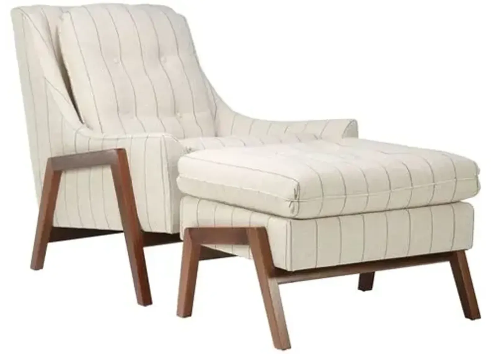 Grace Chair and Footstool - Beige Stripe - Kim Salmela