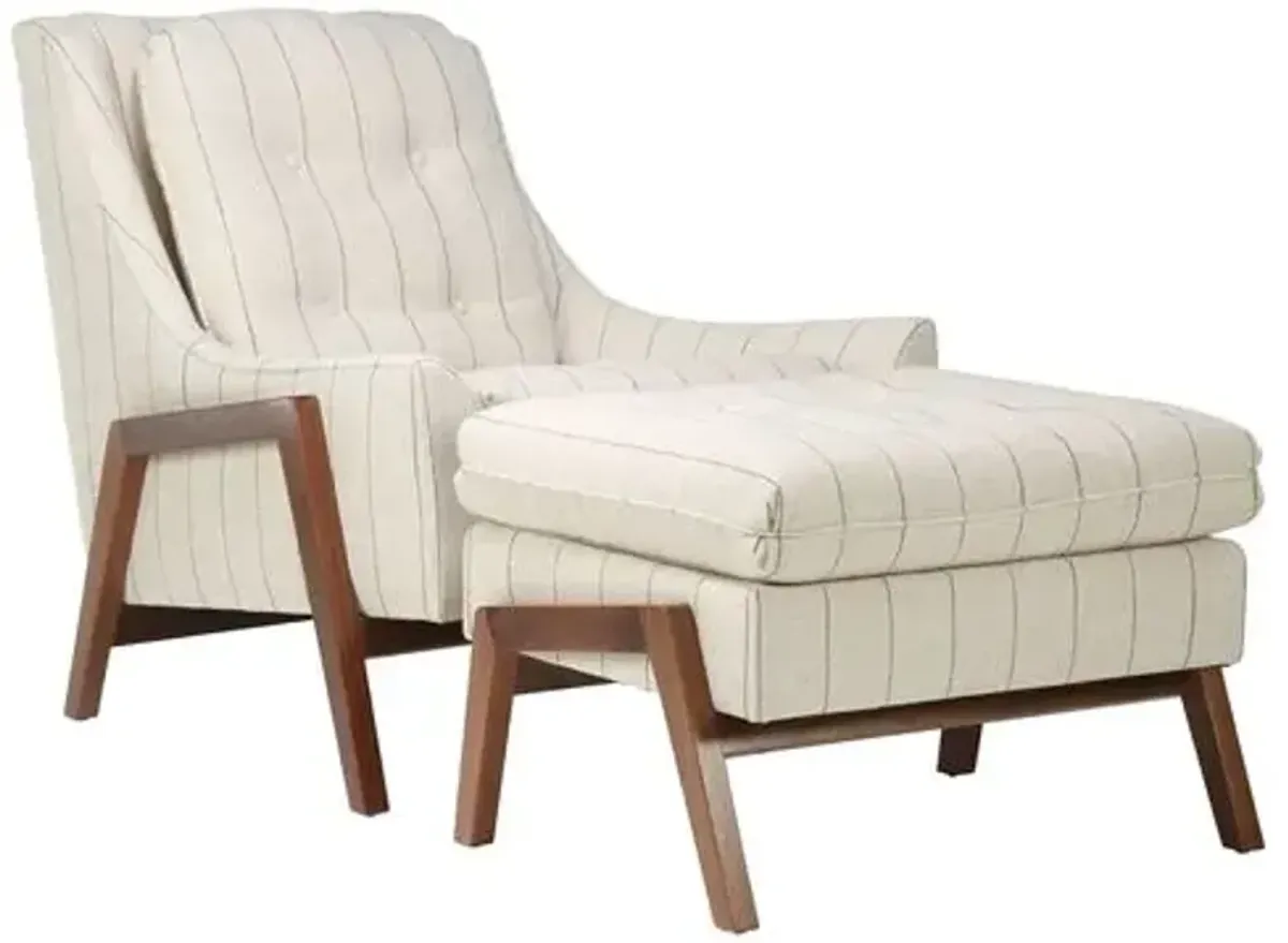 Grace Chair and Footstool - Beige Stripe - Kim Salmela