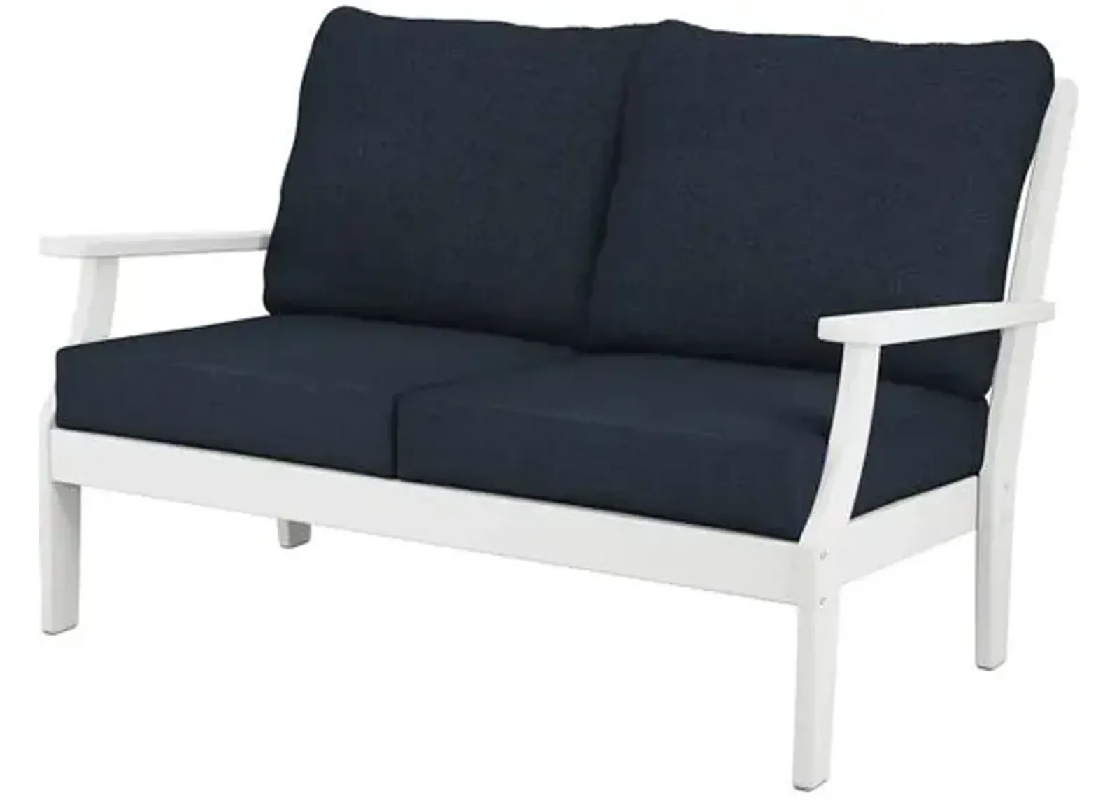 Newport Outdoor Settee - White/Navy - Blue