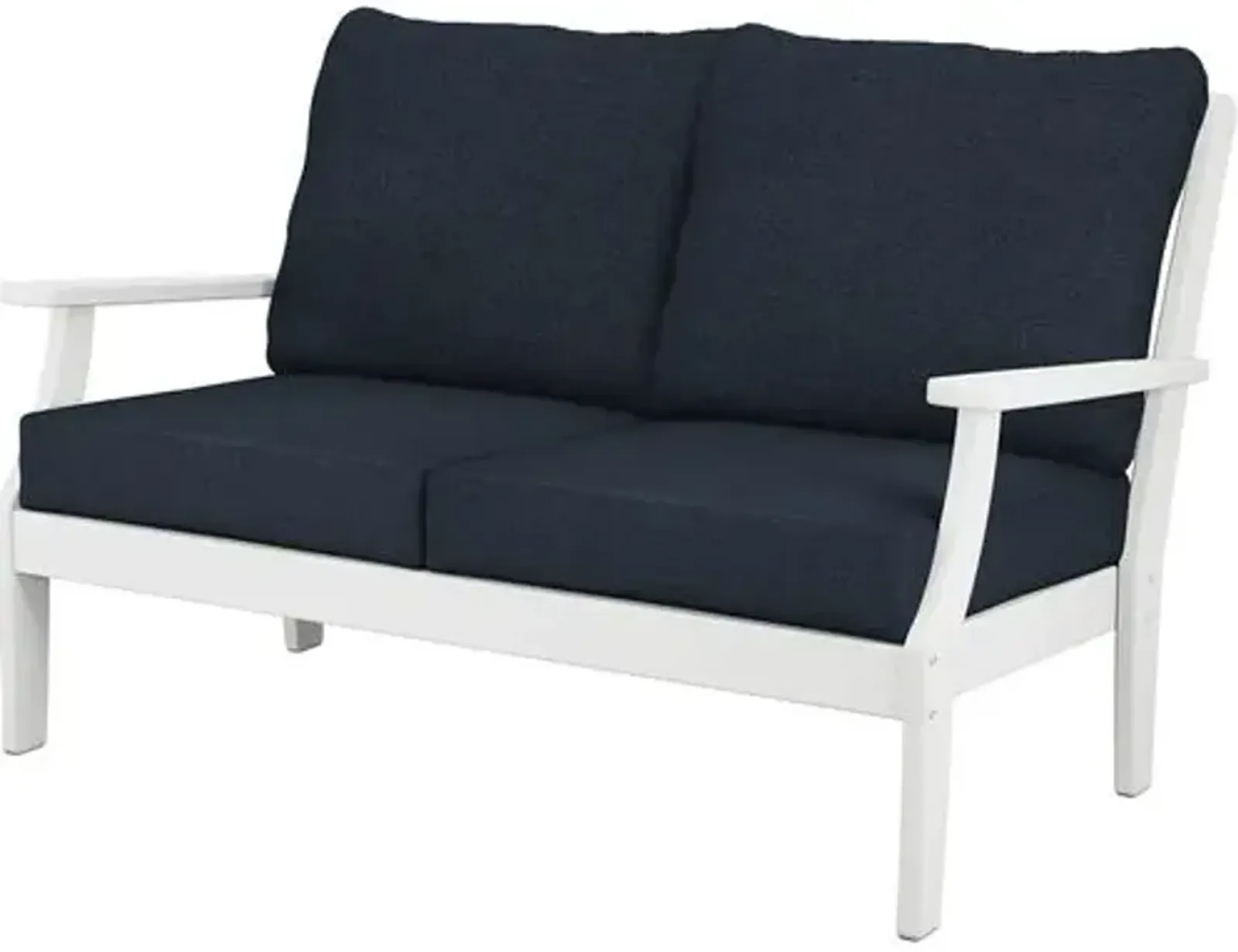 Newport Outdoor Settee - White/Navy - Blue