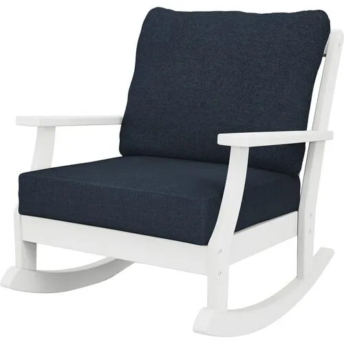 Newport Outdoor Rocking Chair - White/Navy - Blue