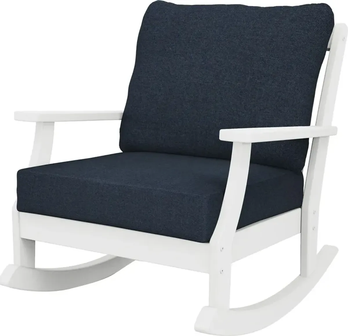Newport Outdoor Rocking Chair, White/Navy