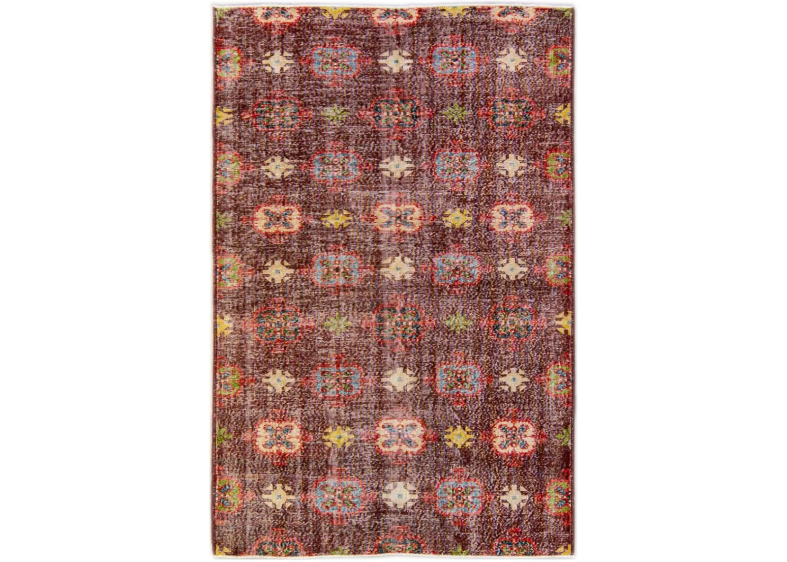 Turkish Floral Burgundy Wool Rug - Apadana - Red - Red