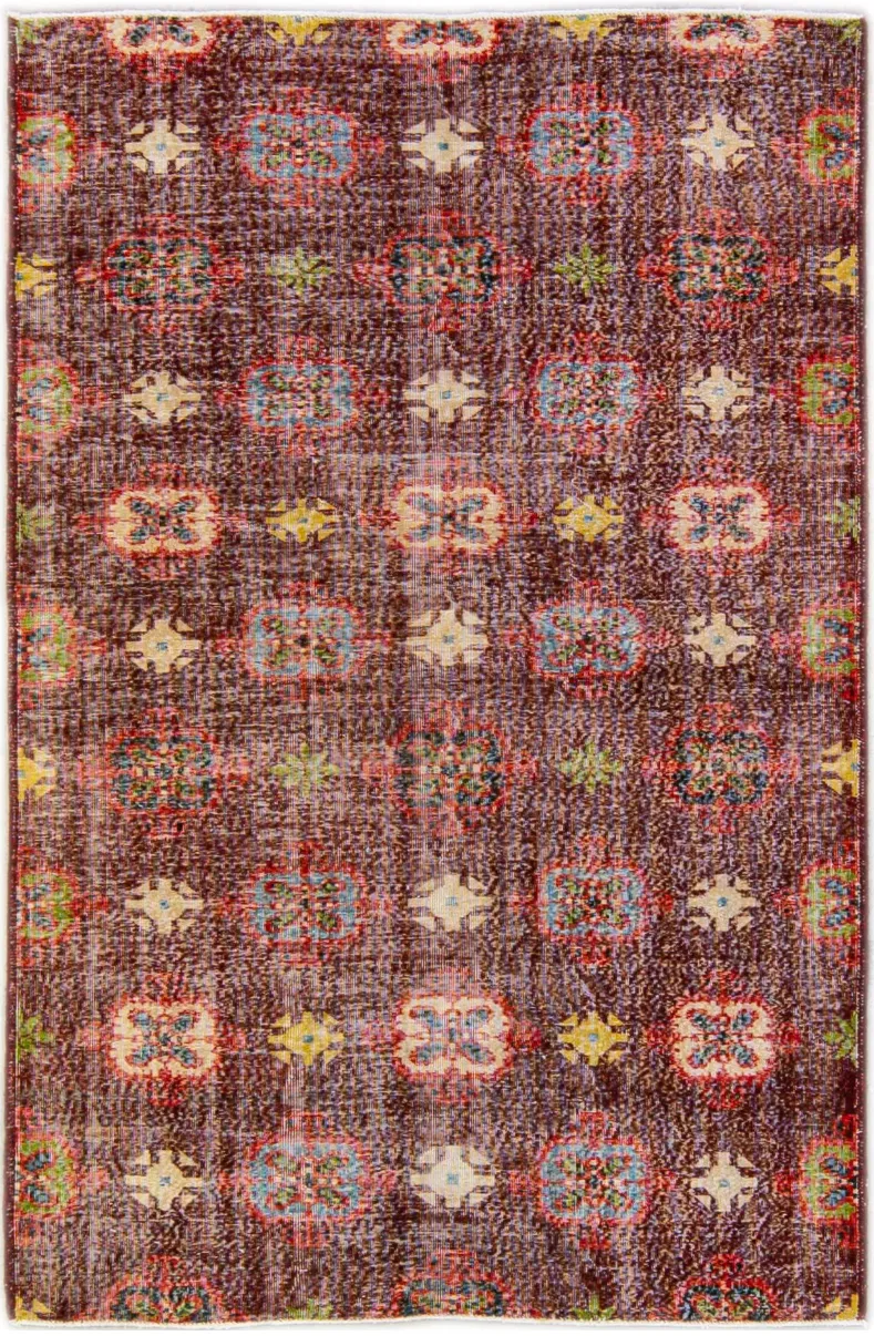 Turkish Floral Burgundy Wool Rug - Apadana - Red - Red