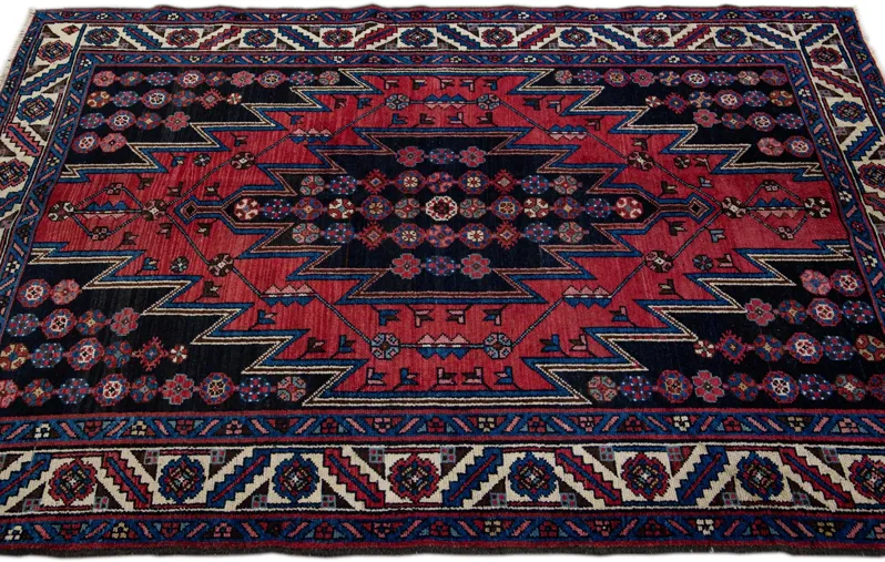 Persian Beige Geometric Wool Rug - Apadana - Beige