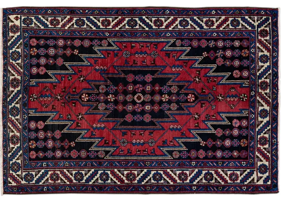 Persian Beige Geometric Wool Rug - Apadana - Beige