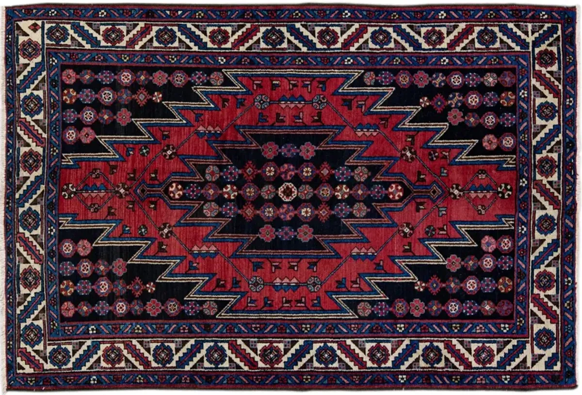 Persian Beige Geometric Wool Rug - Apadana - Beige