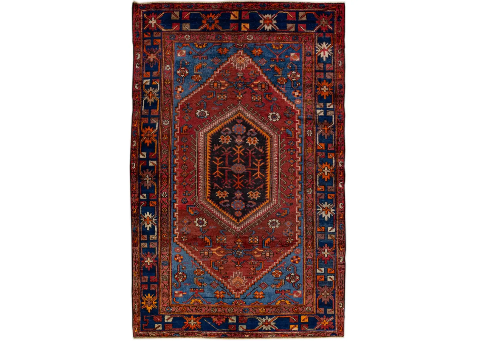 Persian Red Geometric Wool Rug - Apadana - Red