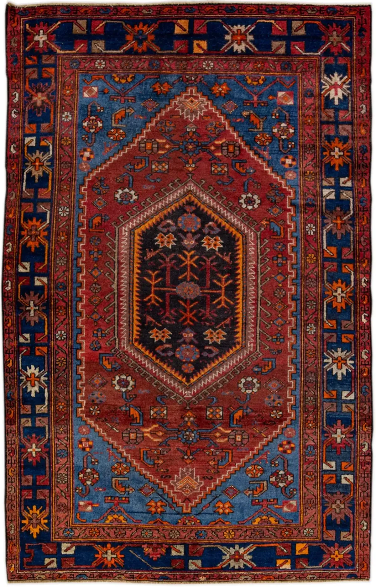 Persian Red Geometric Wool Rug - Apadana - Red