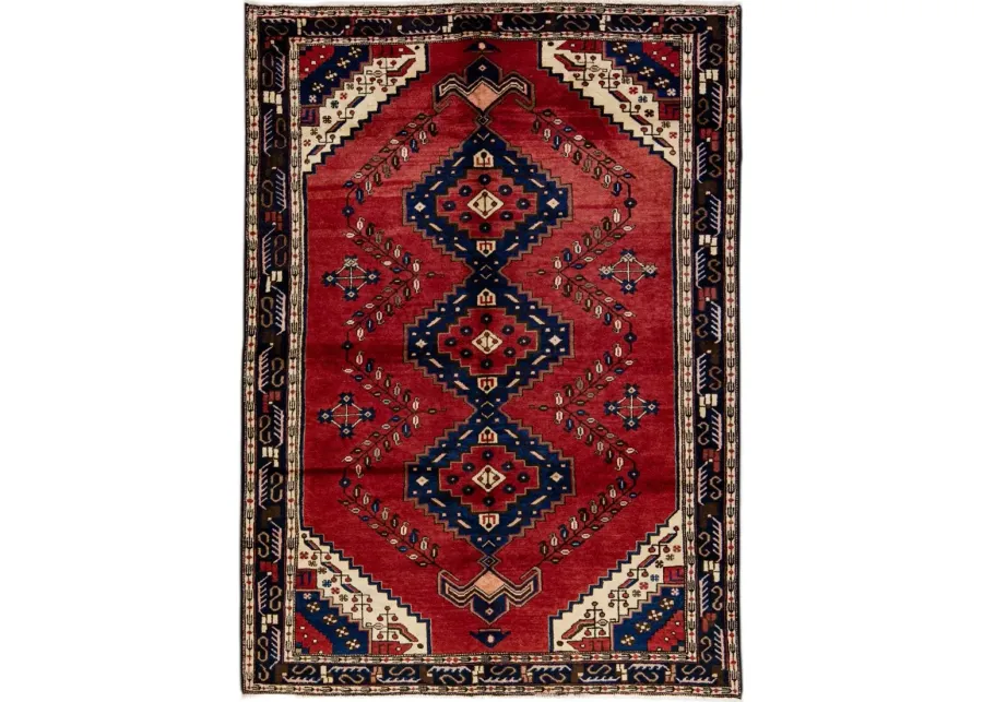 Persian Red Geometric Wool Rug - Apadana - Red