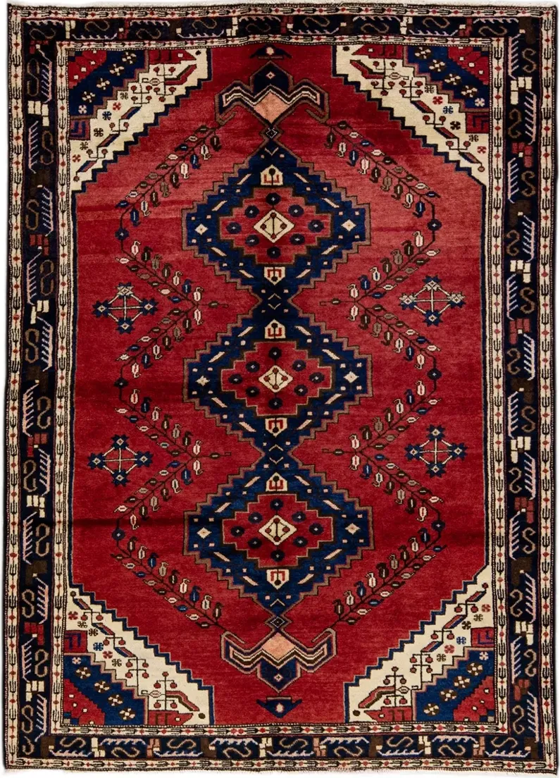 Persian Red Geometric Wool Rug - Apadana - Red