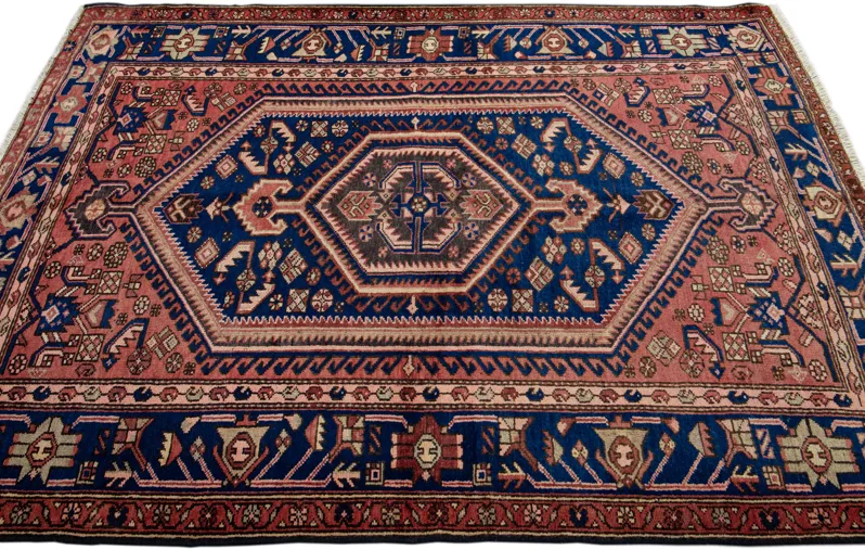 Persian Red Geometric Wool Rug - Apadana - Red