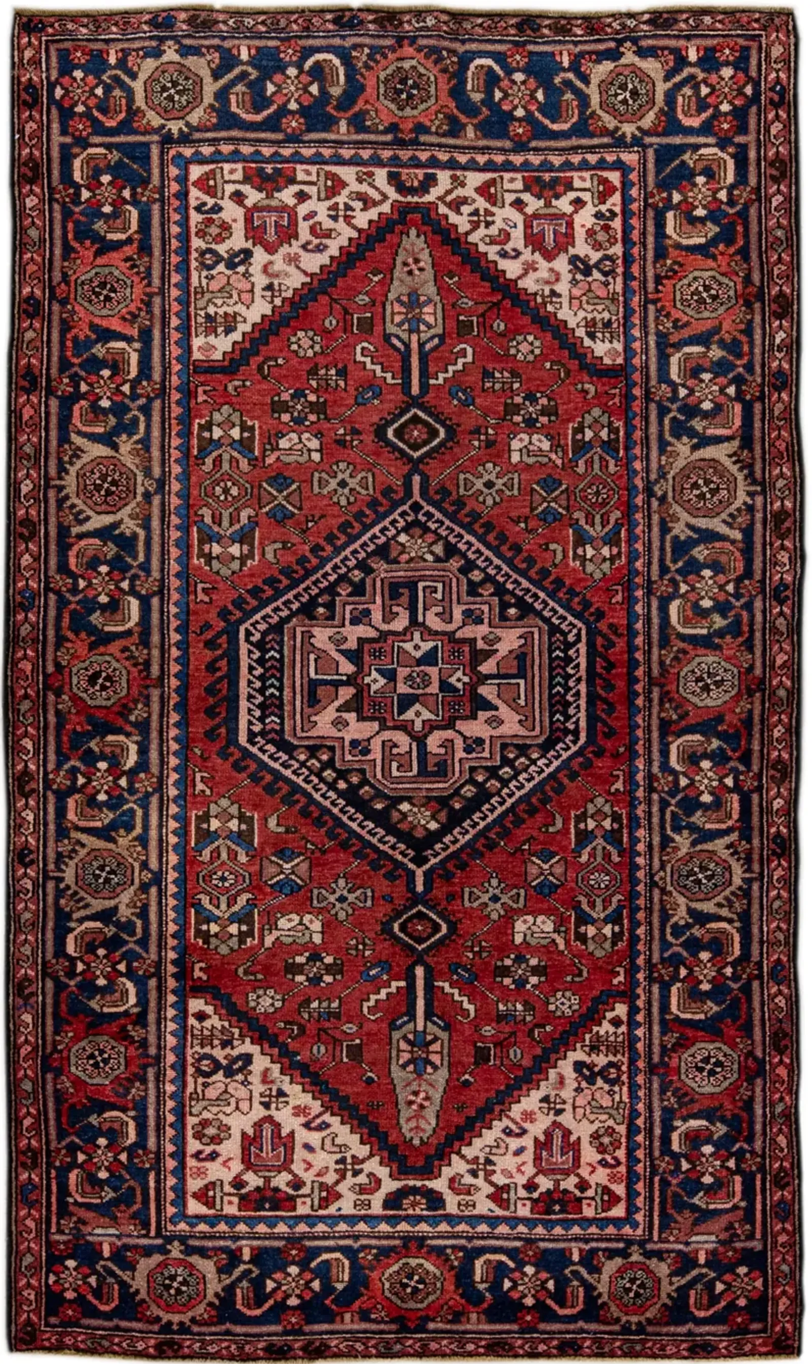 Vintage Persian Red Medallion Wool Rug - Apadana - Red