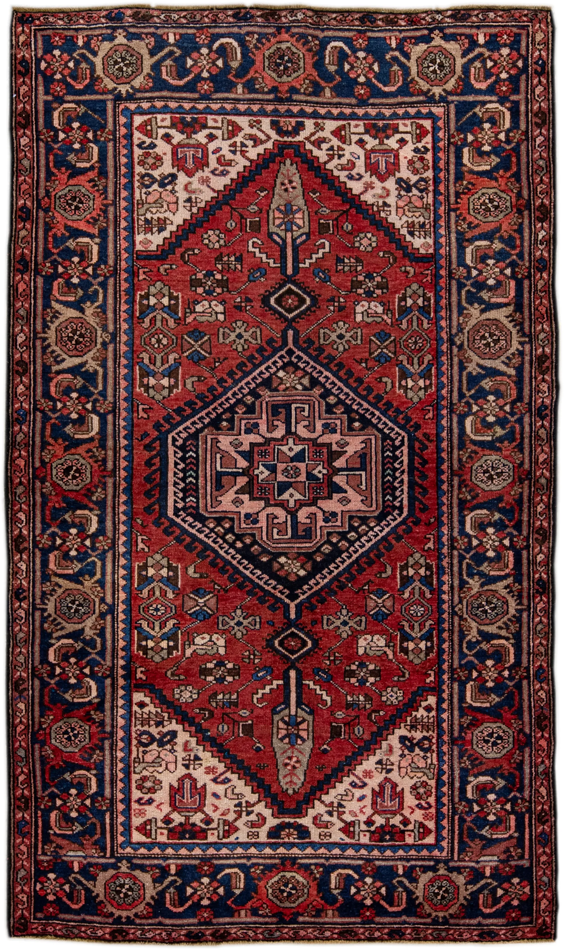 Vintage Persian Red Medallion Wool Rug - Apadana - Red