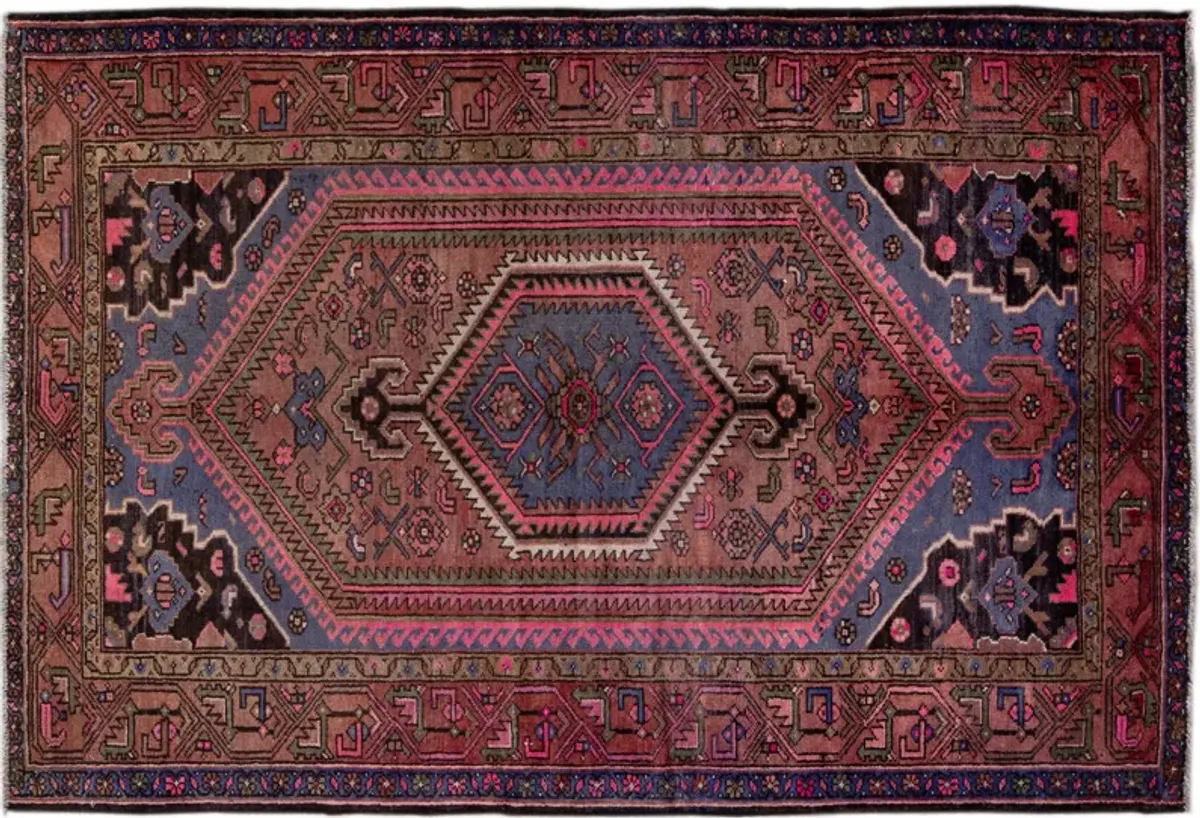 Vintage Persian Red Geometric Wool Rug - Apadana - Red