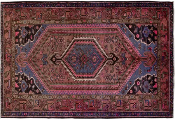 Vintage Persian Red Geometric Wool Rug - Apadana - Red