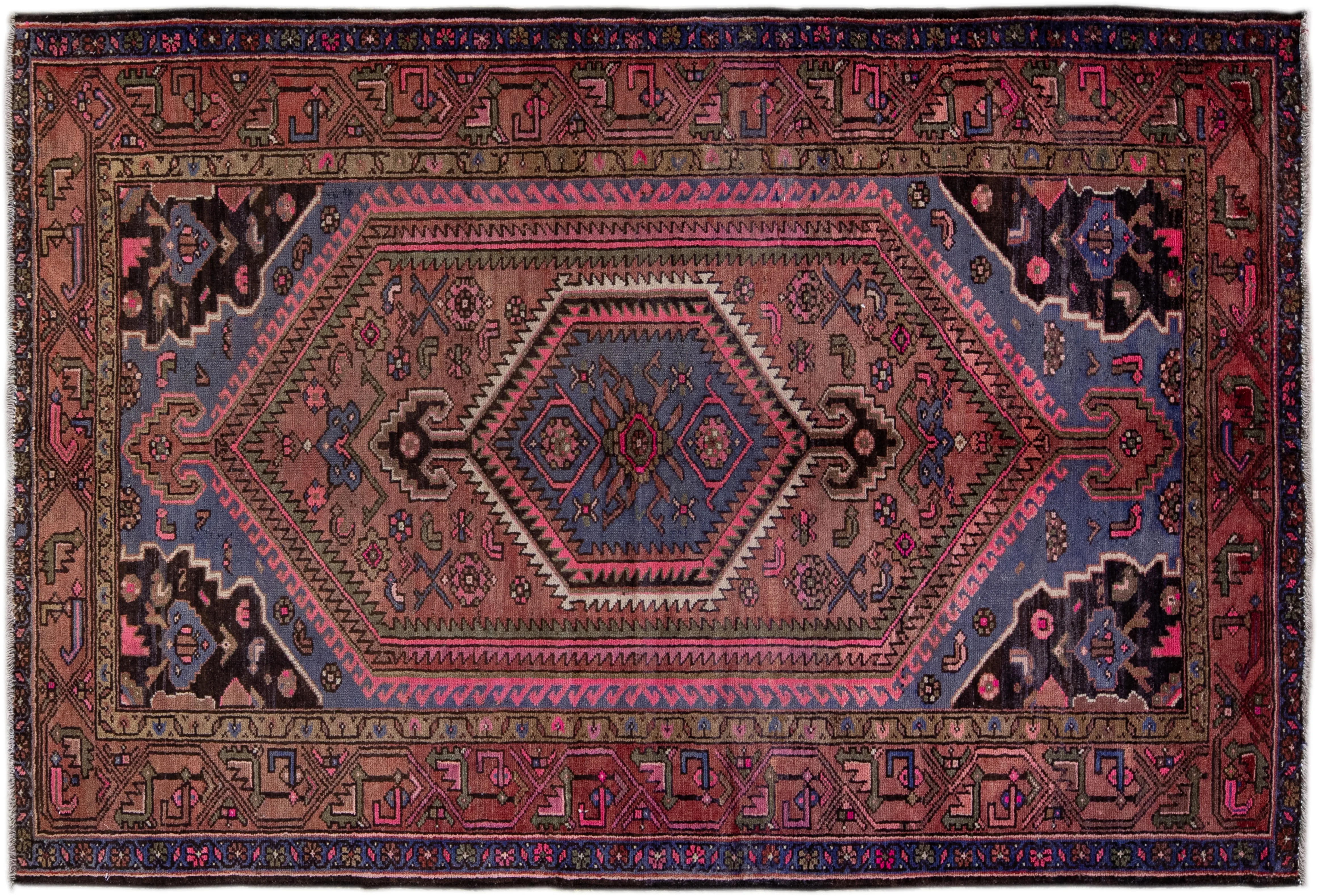 Vintage Persian Red Geometric Wool Rug - Apadana - Red