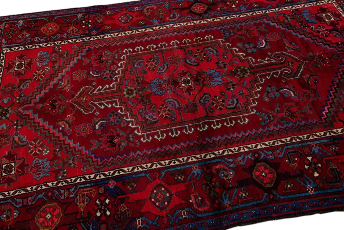 Persian Red Geometric Wool Rug - Apadana - Red