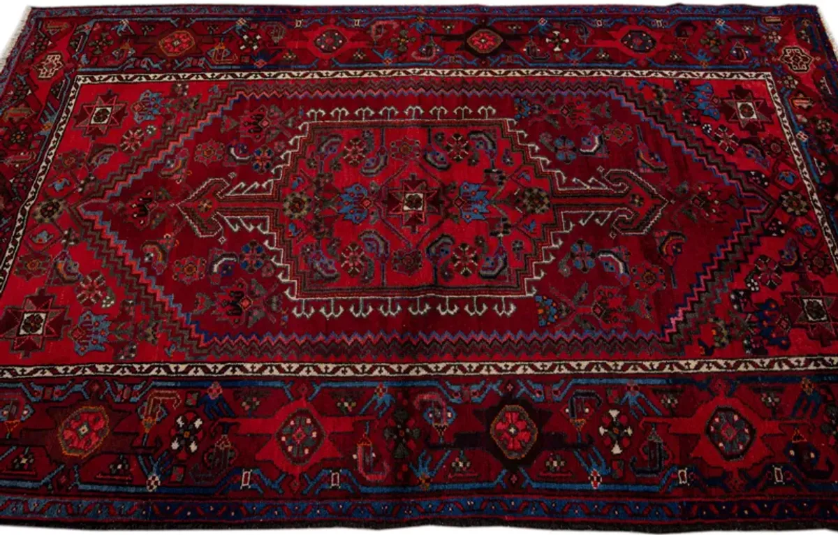 Persian Red Geometric Wool Rug - Apadana - Red