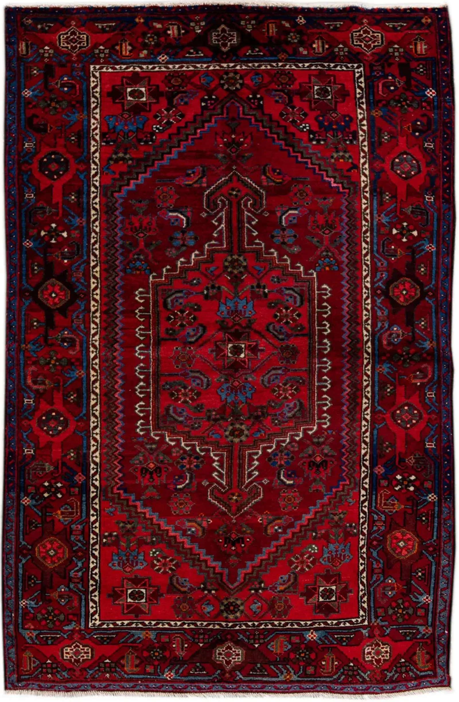 Persian Red Geometric Wool Rug - Apadana - Red