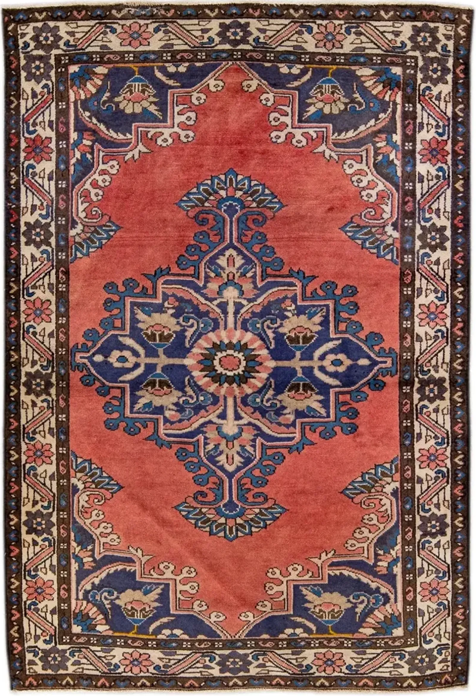 Vintage Persian Red Medallion Wool Rug - Apadana - Red