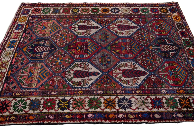 Persian Red Geometric Wool Rug - Apadana - Red